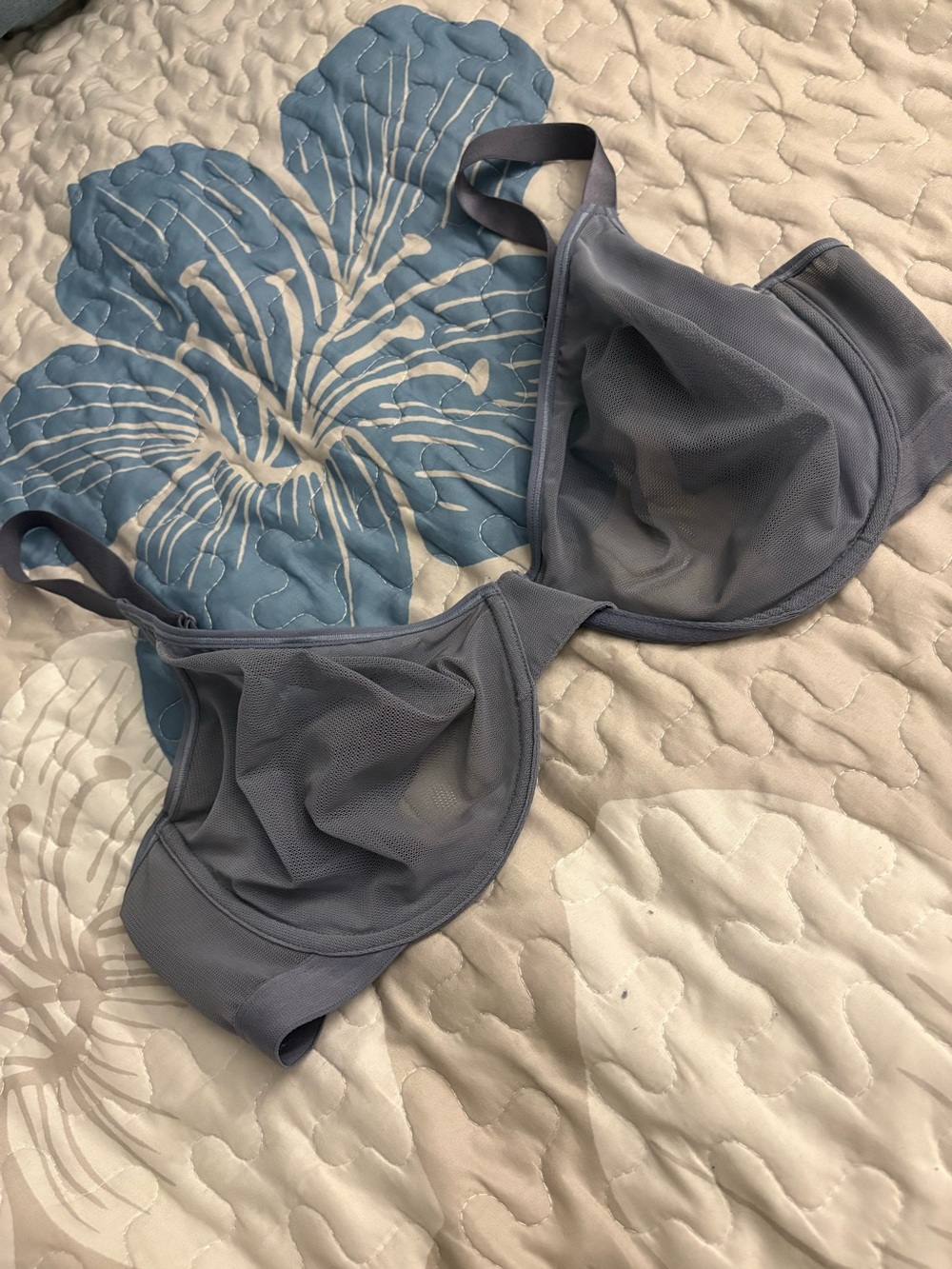Mesh Underwire Bra in Slate Blue